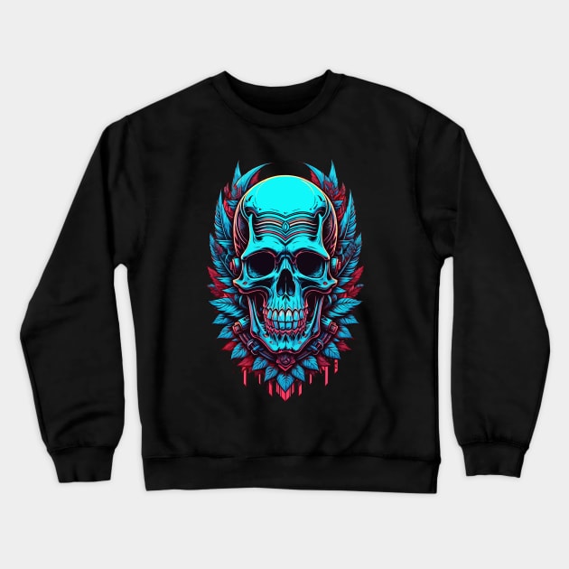 Metallic Skull Retro Crewneck Sweatshirt by DeathAnarchy